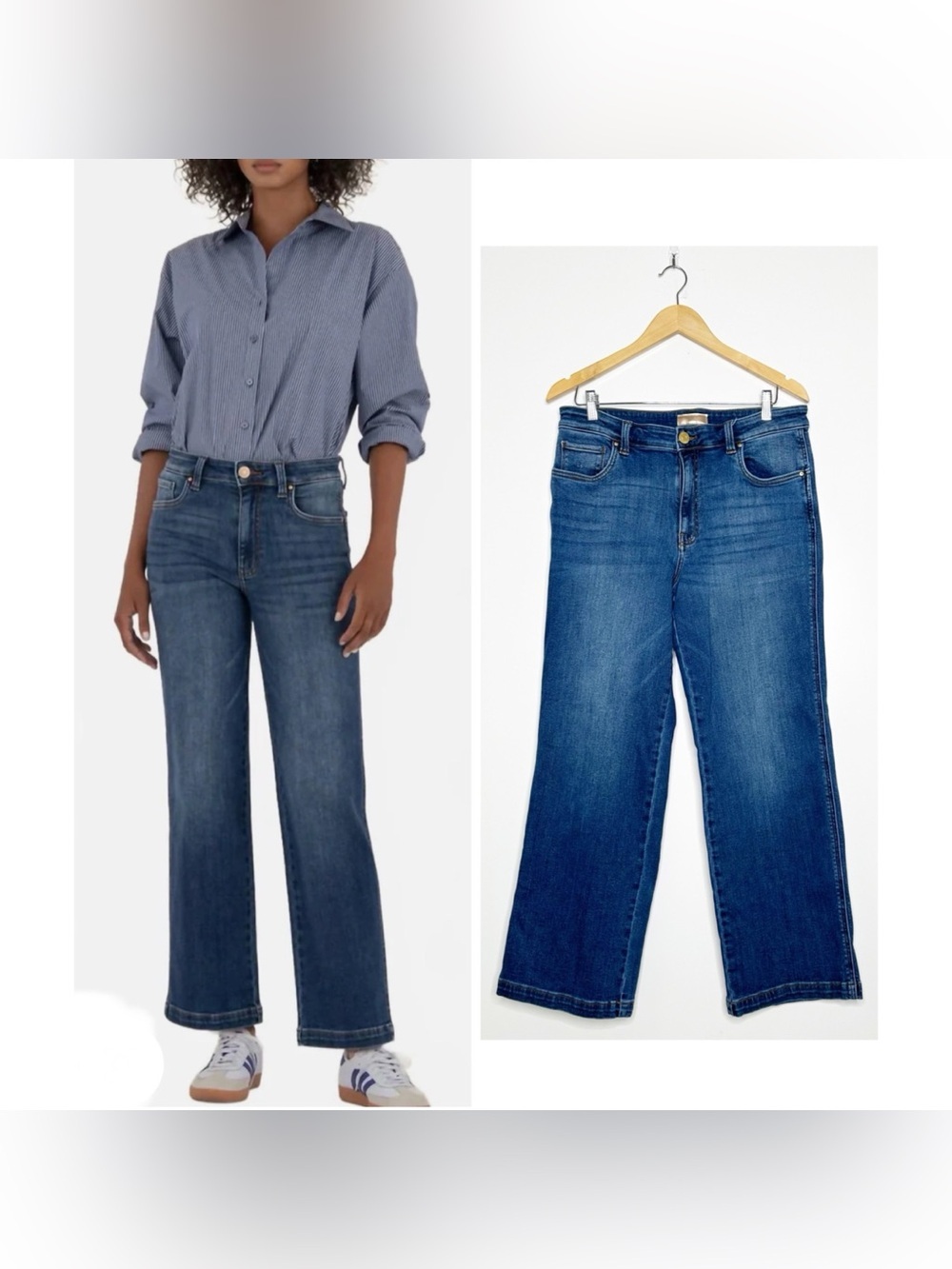 KUT from the Kloth Pattie Straight Leg High Rise Denim Blue Jeans Size 12